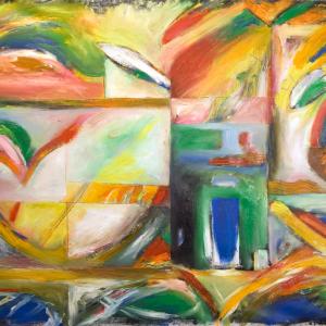 "Bleeding between the lines" oil on canvas 28"x42" 2012 