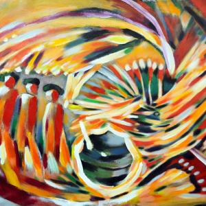 WISE MEN WALKING ON A BLACK HOLE  2014  30"x40" acrylic on canvas